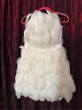 White Feathered Party Dress - Wore for 3 hours only for wedding party